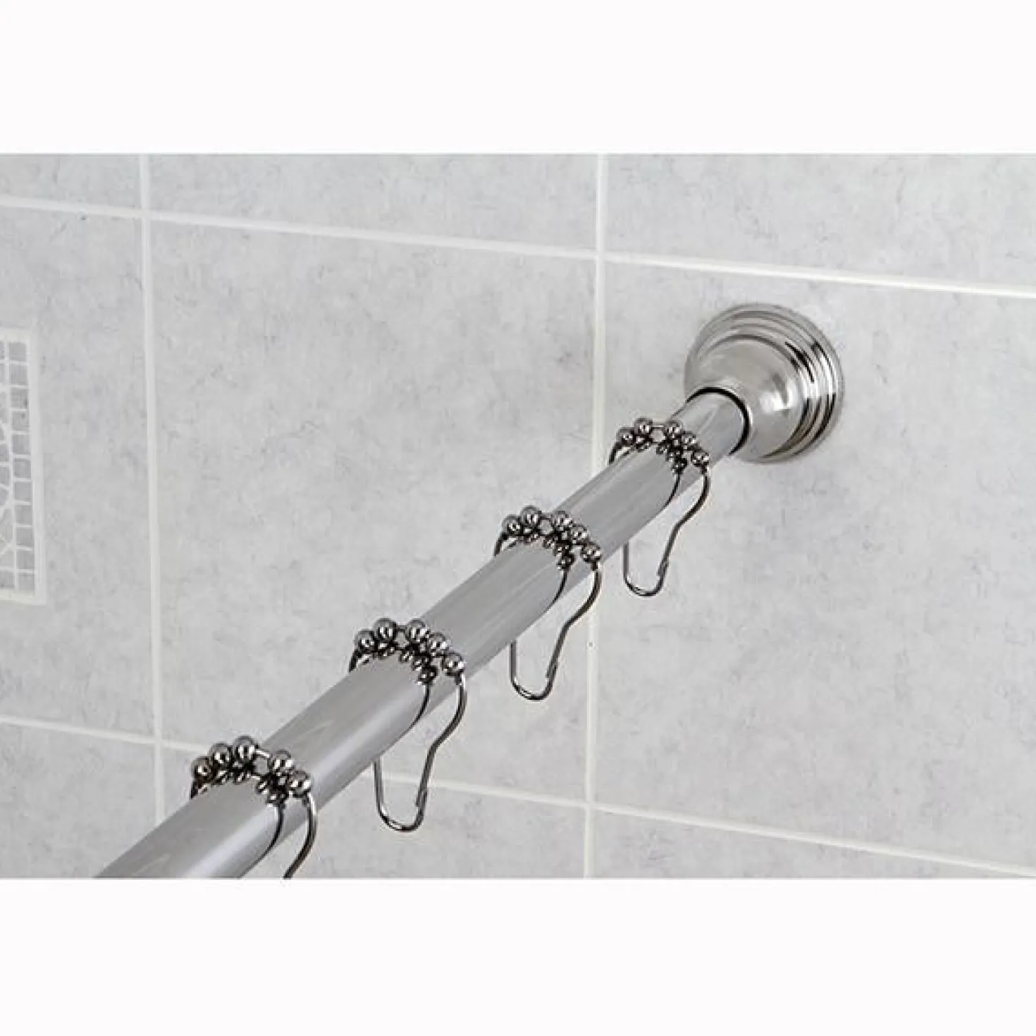 Kingston Brass Edenscape Straight Shower Curtain Rod with Shower Curtain Rings