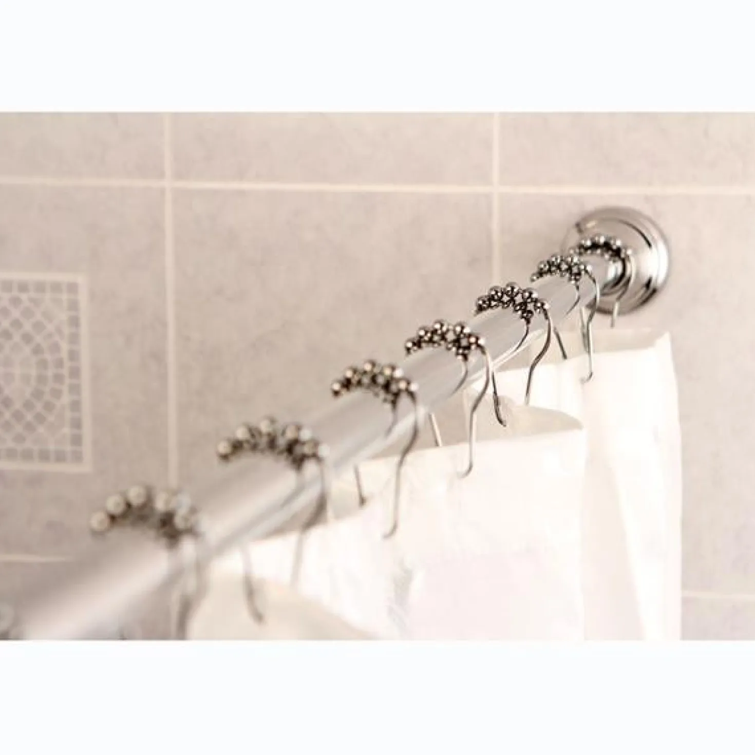 Kingston Brass Edenscape Straight Shower Curtain Rod with Shower Curtain Rings
