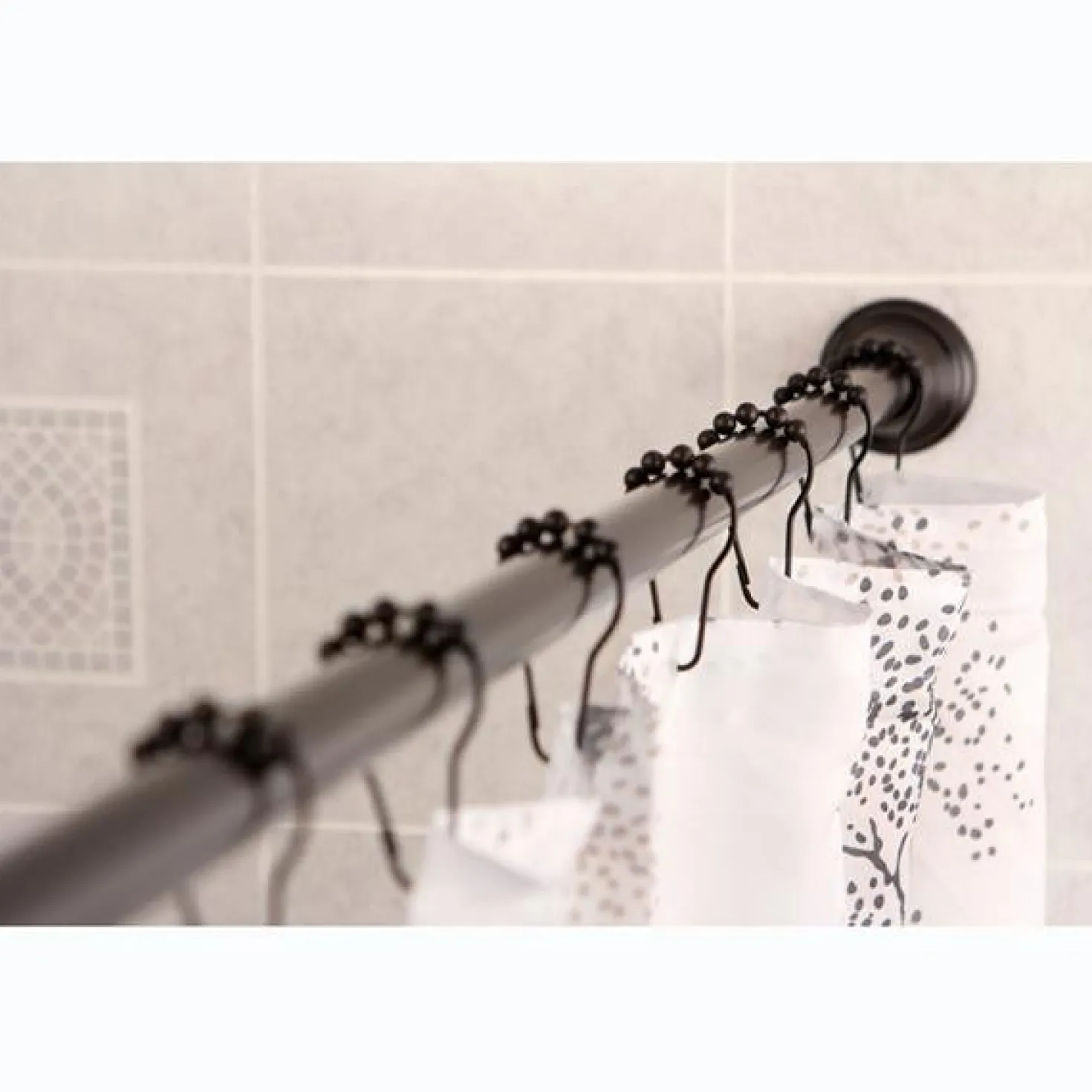 Kingston Brass Edenscape Straight Shower Curtain Rod with Shower Curtain Rings