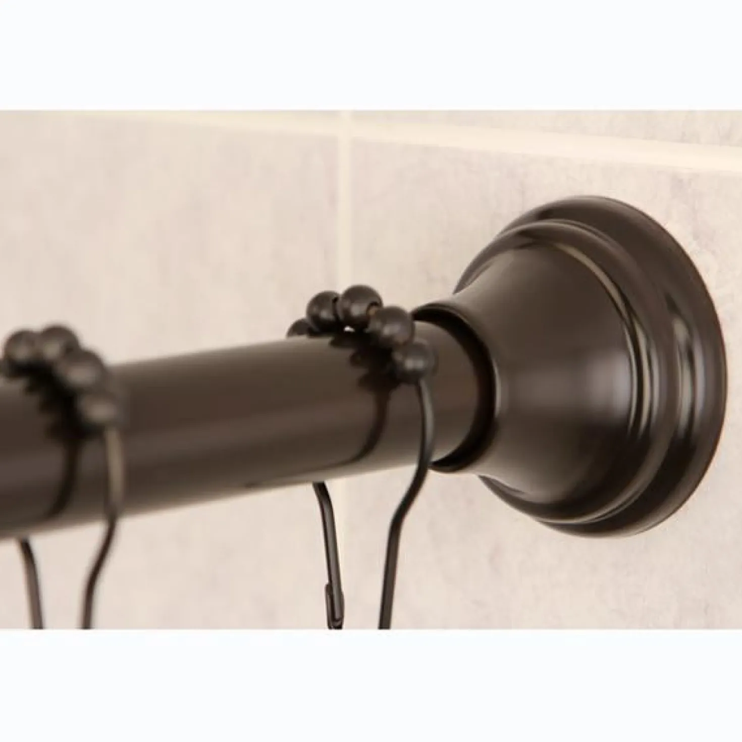 Kingston Brass Edenscape Straight Shower Curtain Rod with Shower Curtain Rings