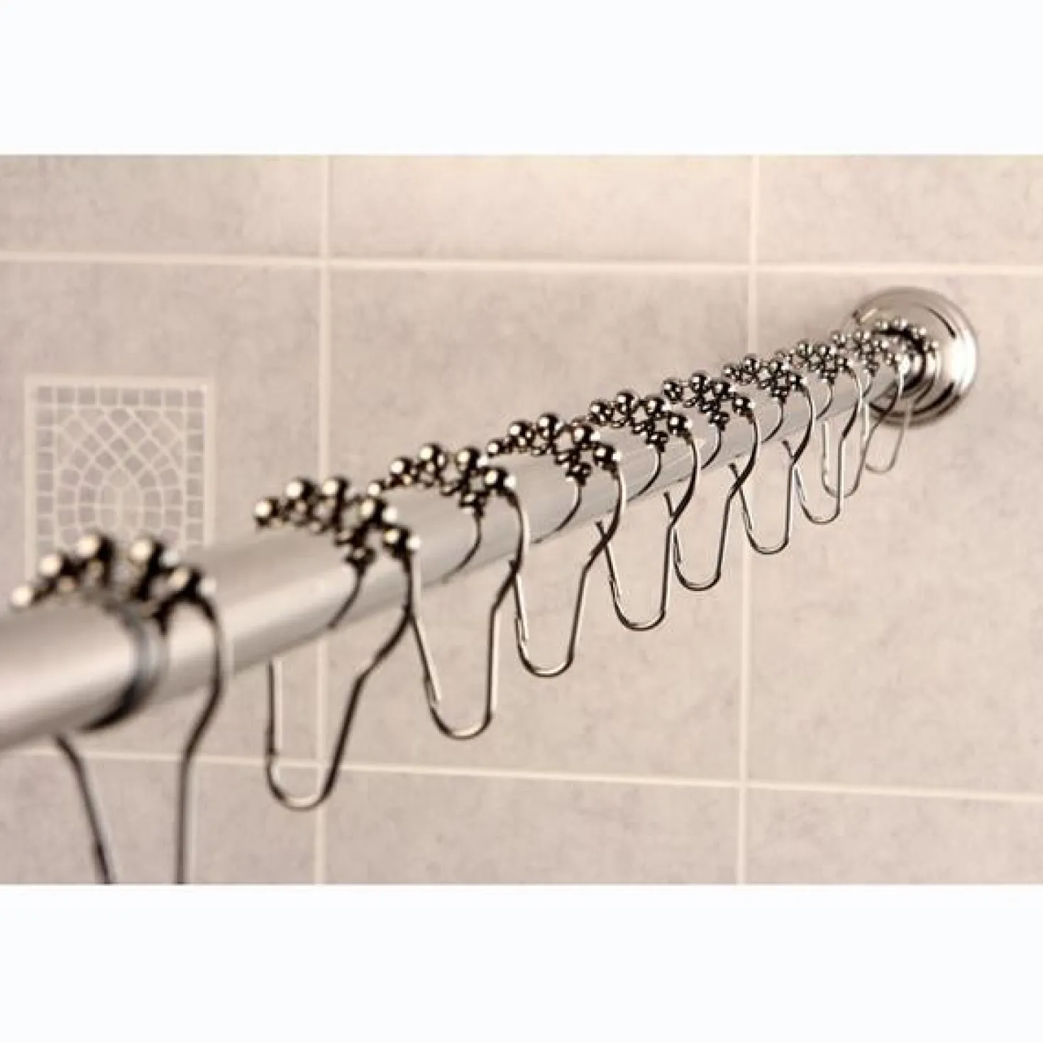 Kingston Brass Edenscape Straight Shower Curtain Rod with Shower Curtain Rings