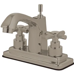 Kingston Brass Elinvar Two Handle Deck Mount 4" Centerset Lavatory Faucet with Brass Pop-up
