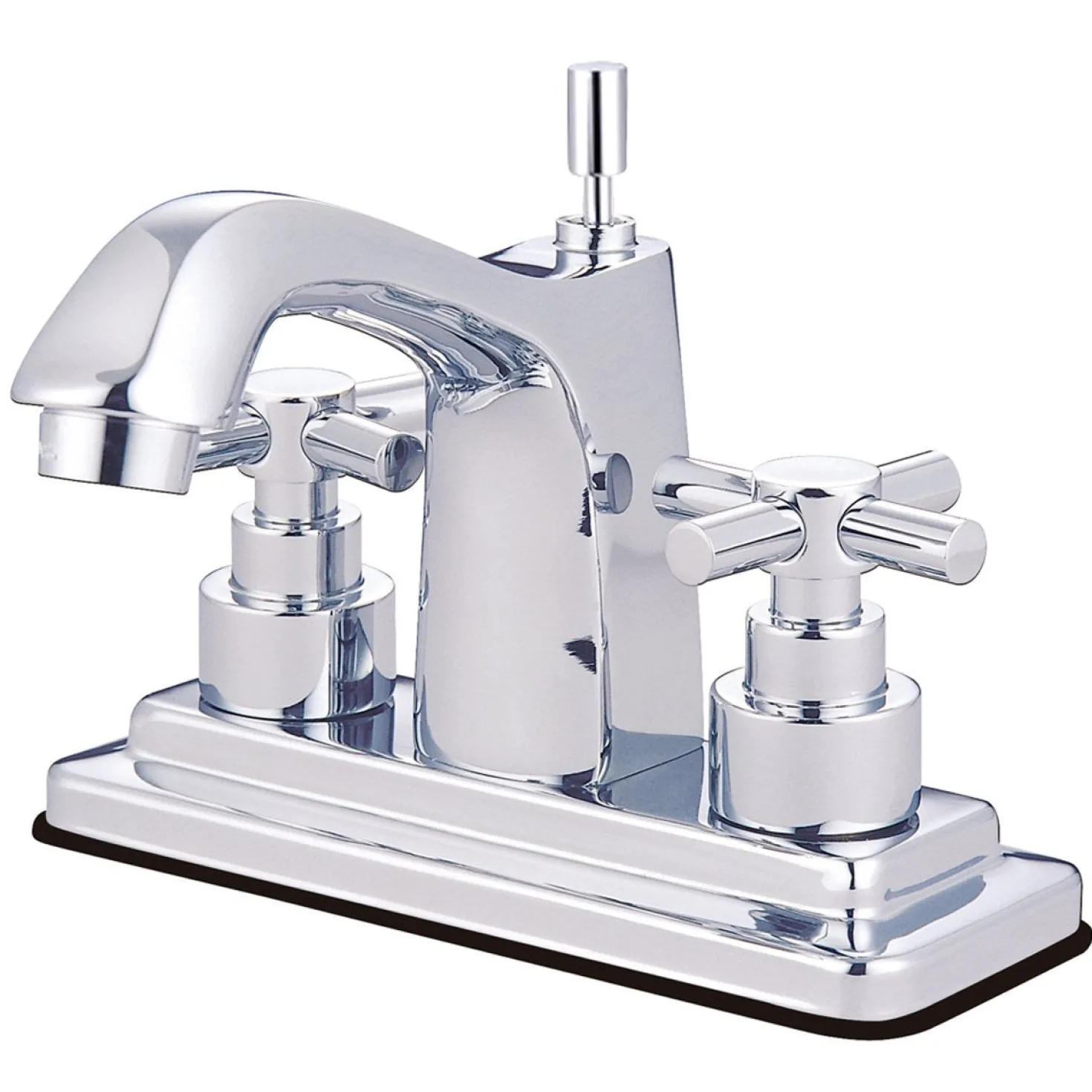 Kingston Brass Elinvar Two Handle Deck Mount 4" Centerset Lavatory Faucet with Brass Pop-up