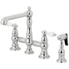 Kingston Brass English Country 4-Hole 8" Bridge Kitchen Faucet with Sprayer