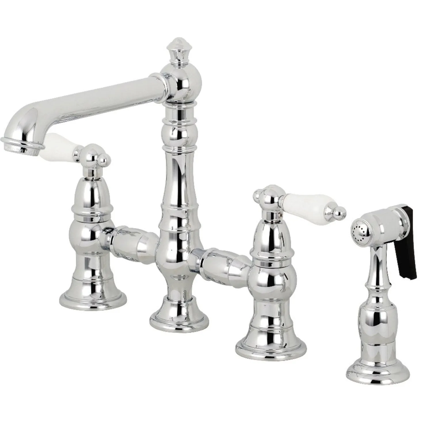 Kingston Brass English Country 4-Hole 8" Bridge Kitchen Faucet with Sprayer