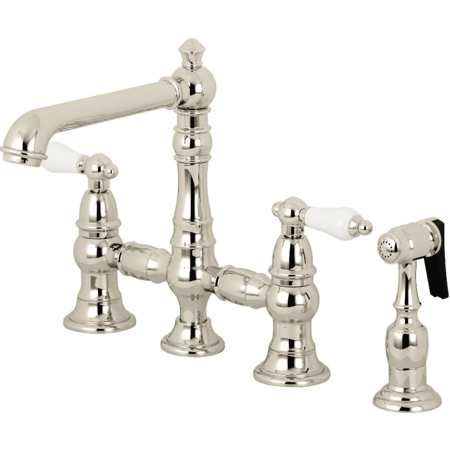 Kingston Brass English Country 4-Hole 8" Bridge Kitchen Faucet with Sprayer