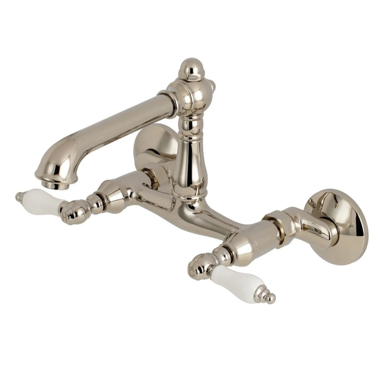 Kingston Brass English Country 6-Inch Adjustable Center Wall Mount 2-Hole Kitchen Faucet