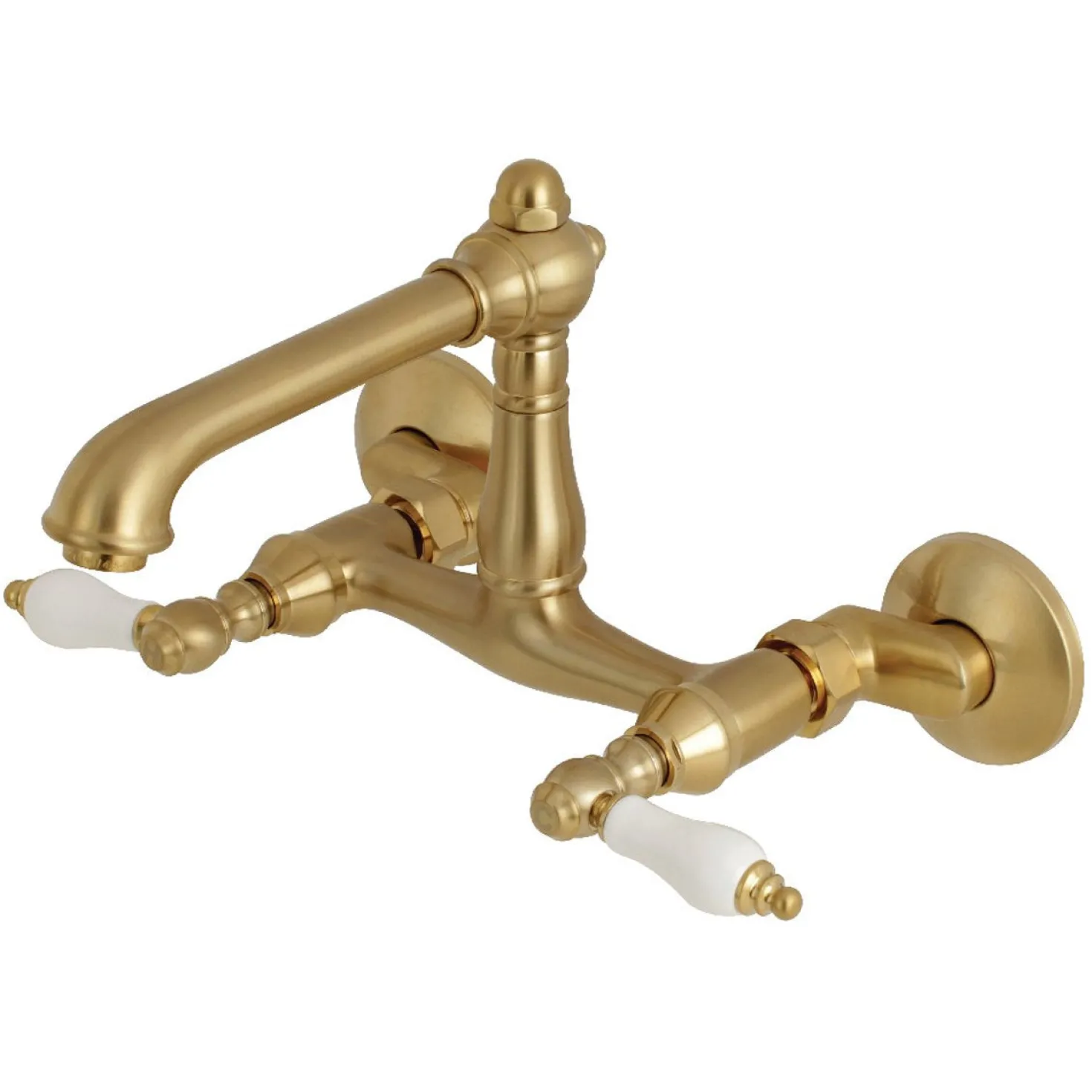 Kingston Brass English Country 6-Inch Adjustable Center Wall Mount 2-Hole Kitchen Faucet