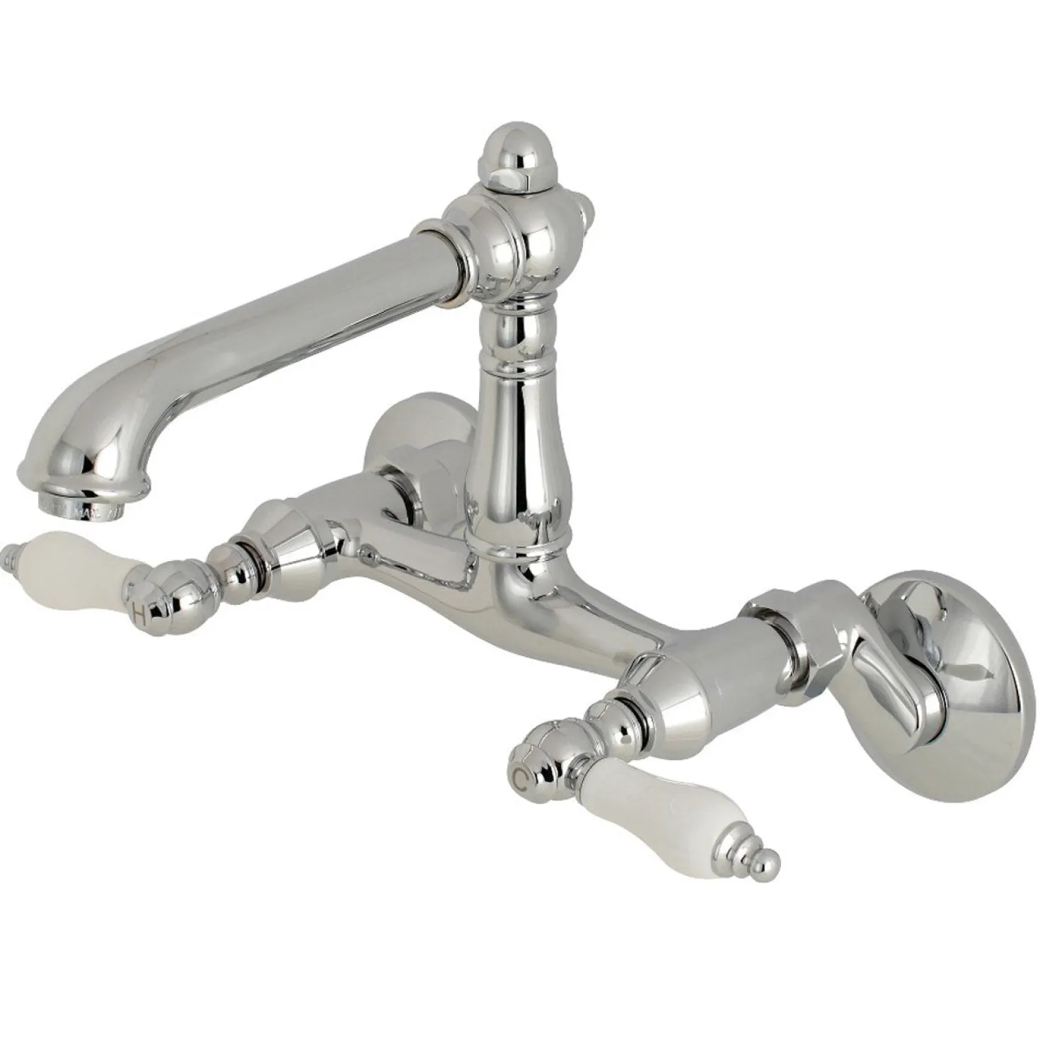 Kingston Brass English Country 6-Inch Adjustable Center Wall Mount 2-Hole Kitchen Faucet