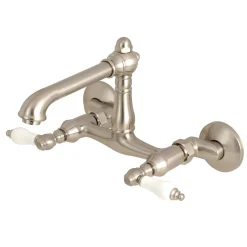 Kingston Brass English Country 6-Inch Adjustable Center Wall Mount 2-Hole Kitchen Faucet
