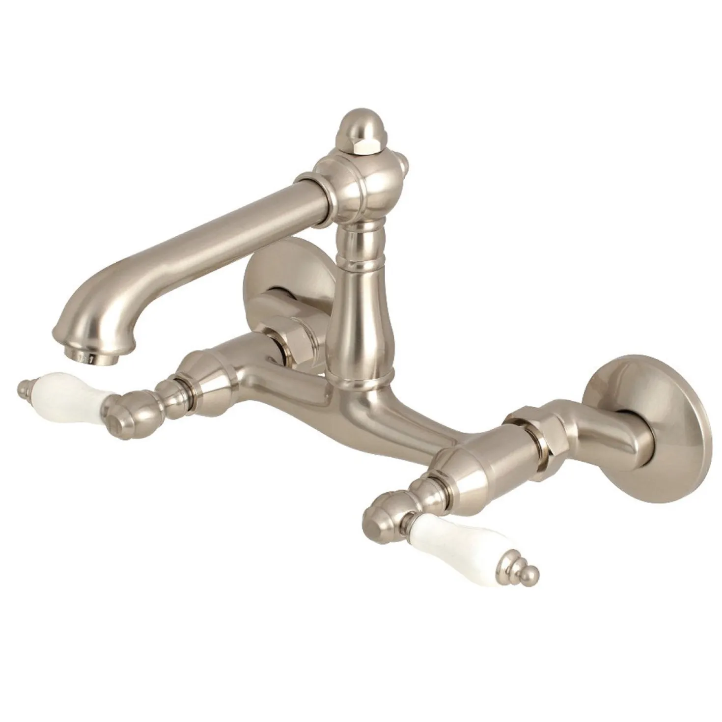 Kingston Brass English Country 6-Inch Adjustable Center Wall Mount 2-Hole Kitchen Faucet