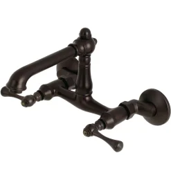 Kingston Brass English Country Wall Mount 6-Inch Adjustable Center Kitchen Faucet