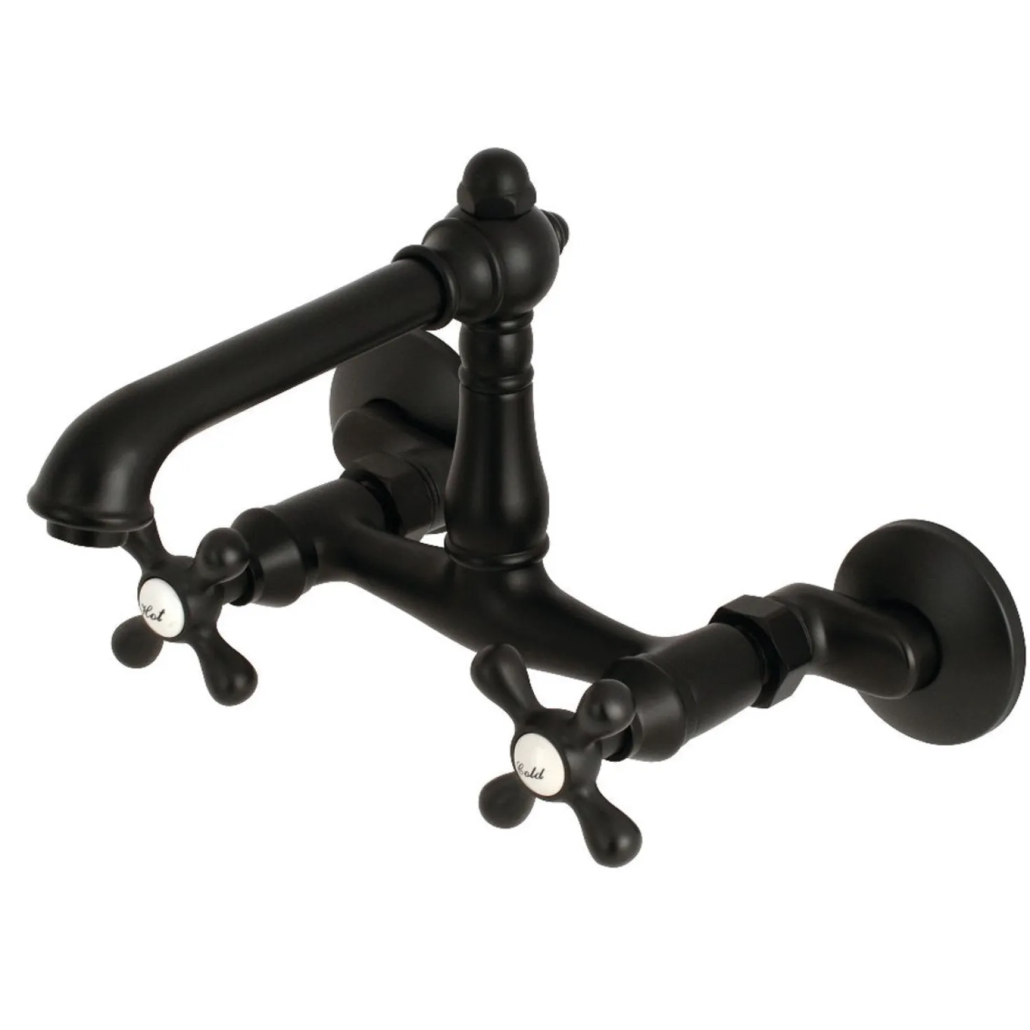 Kingston Brass English Country 6-Inch Adjustable Center Wall Mount Kitchen Faucet