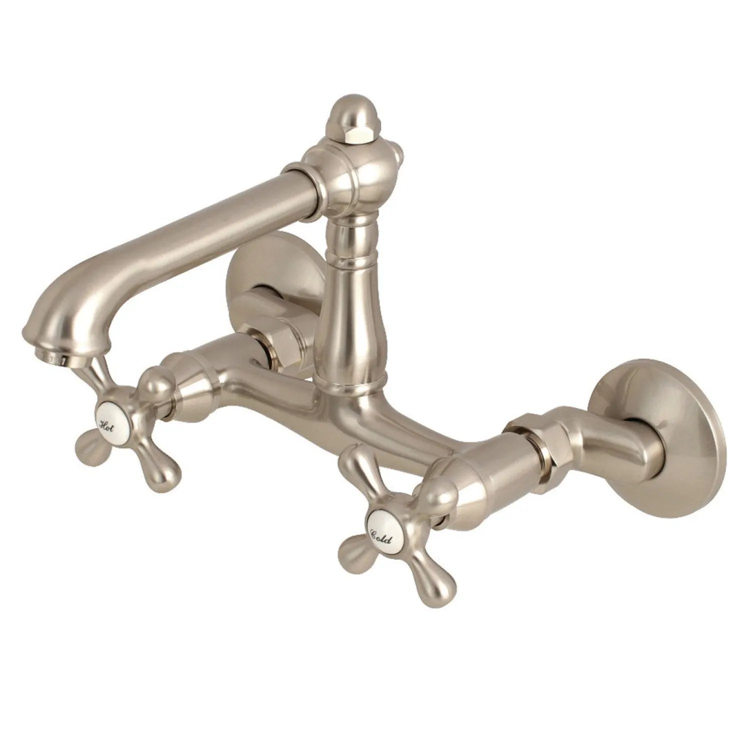 Kingston Brass English Country 6-Inch Adjustable Center Wall Mount Kitchen Faucet