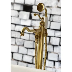 Kingston Brass English Country Single-Handle Freestanding Roman Tub Filler with Hand Shower