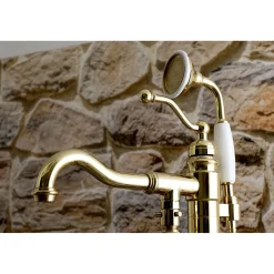 Kingston Brass English Country Single-Handle Freestanding Roman Tub Filler with Hand Shower