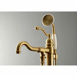 Kingston Brass English Country Single-Handle Freestanding Roman Tub Filler with Hand Shower