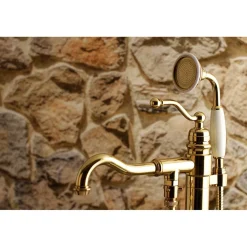 Kingston Brass English Country Single-Handle Freestanding Roman Tub Filler with Hand Shower