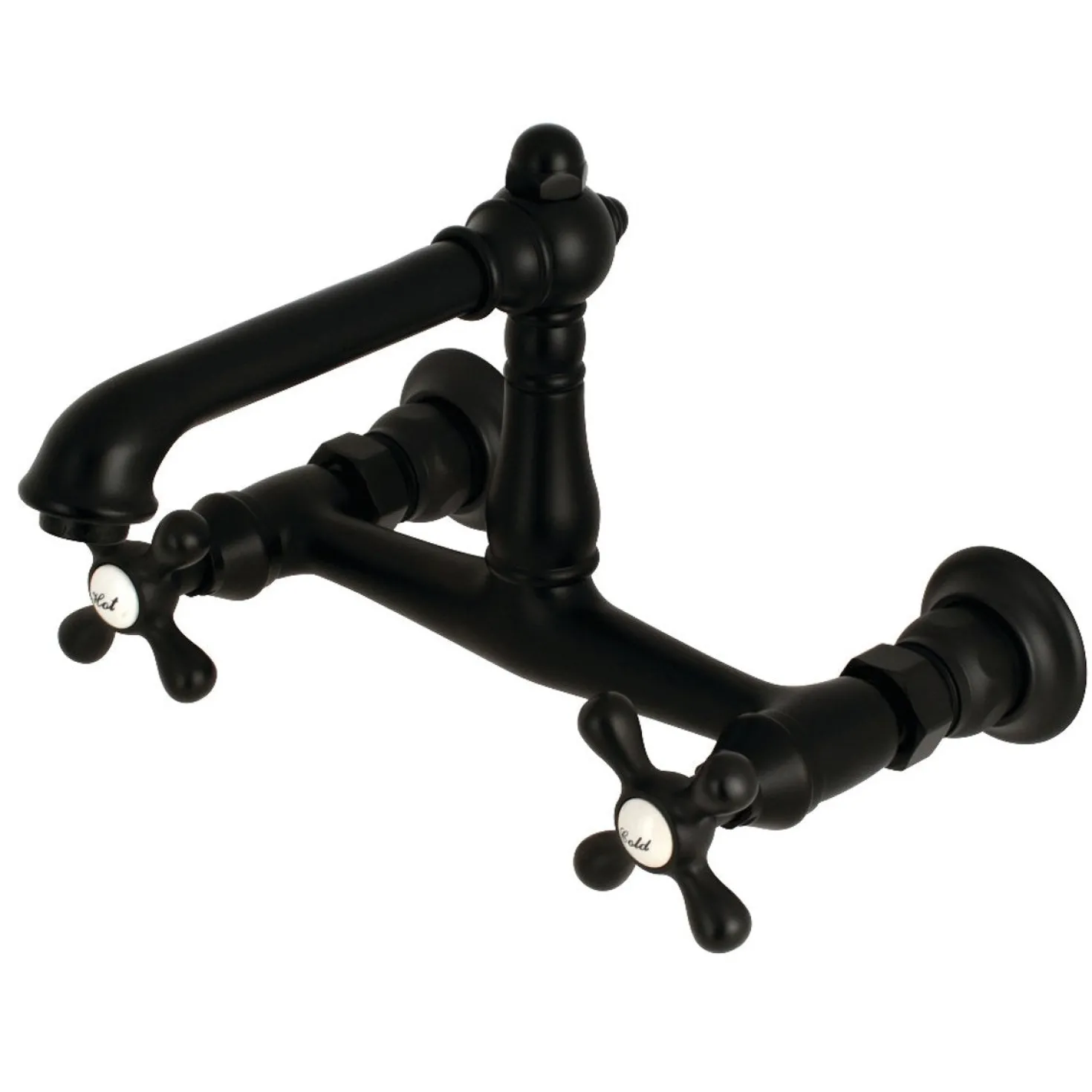 Kingston Brass English Country 8-Inch Center Wall Mount Bathroom Faucet