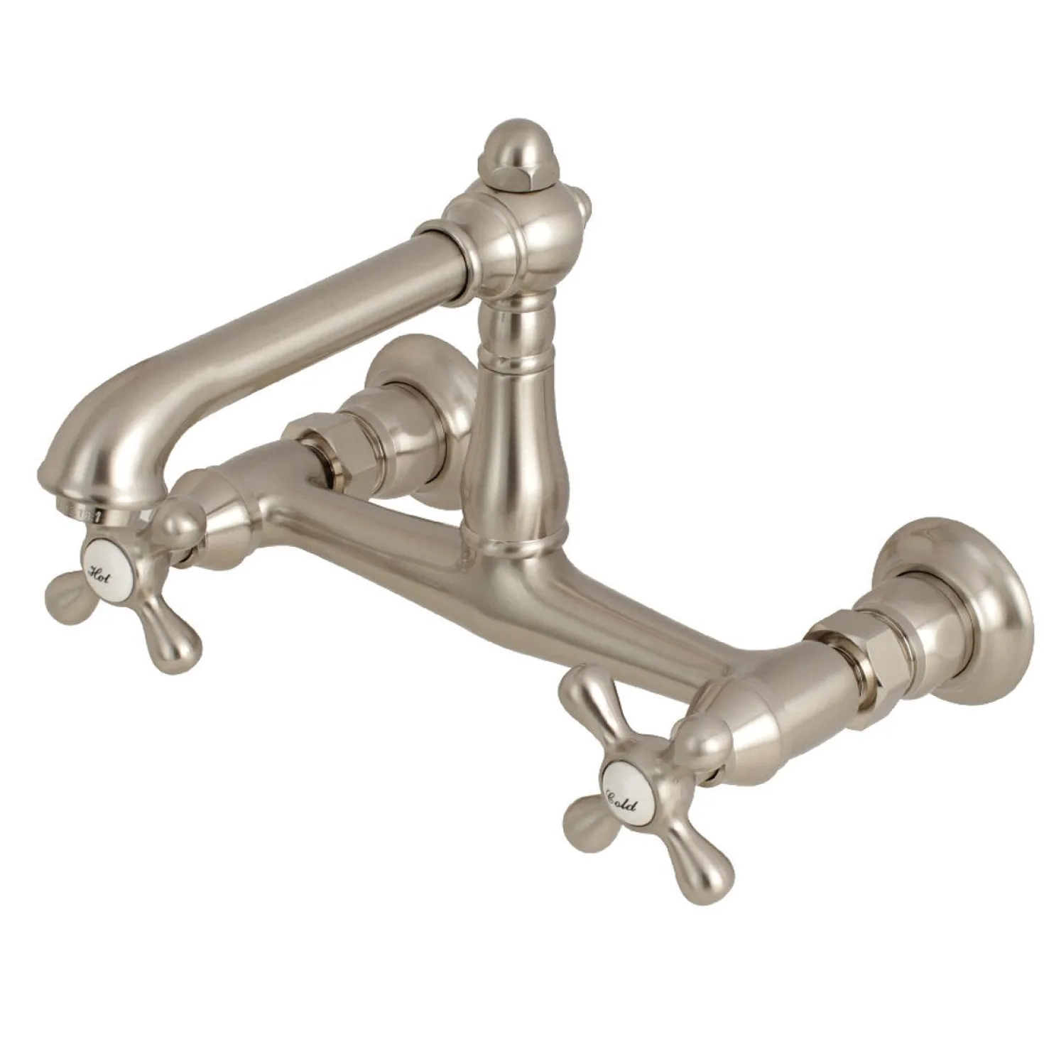 Kingston Brass English Country 8-Inch Center Wall Mount Bathroom Faucet