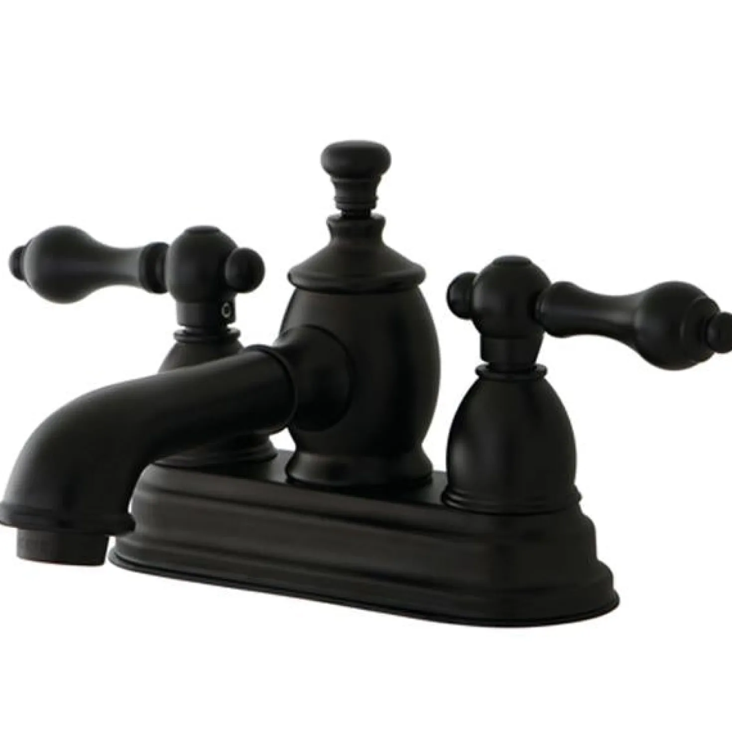 Kingston Brass English Country 4" Centerset Lavatory Faucet with Heritage Spout and Metal Lever Handle