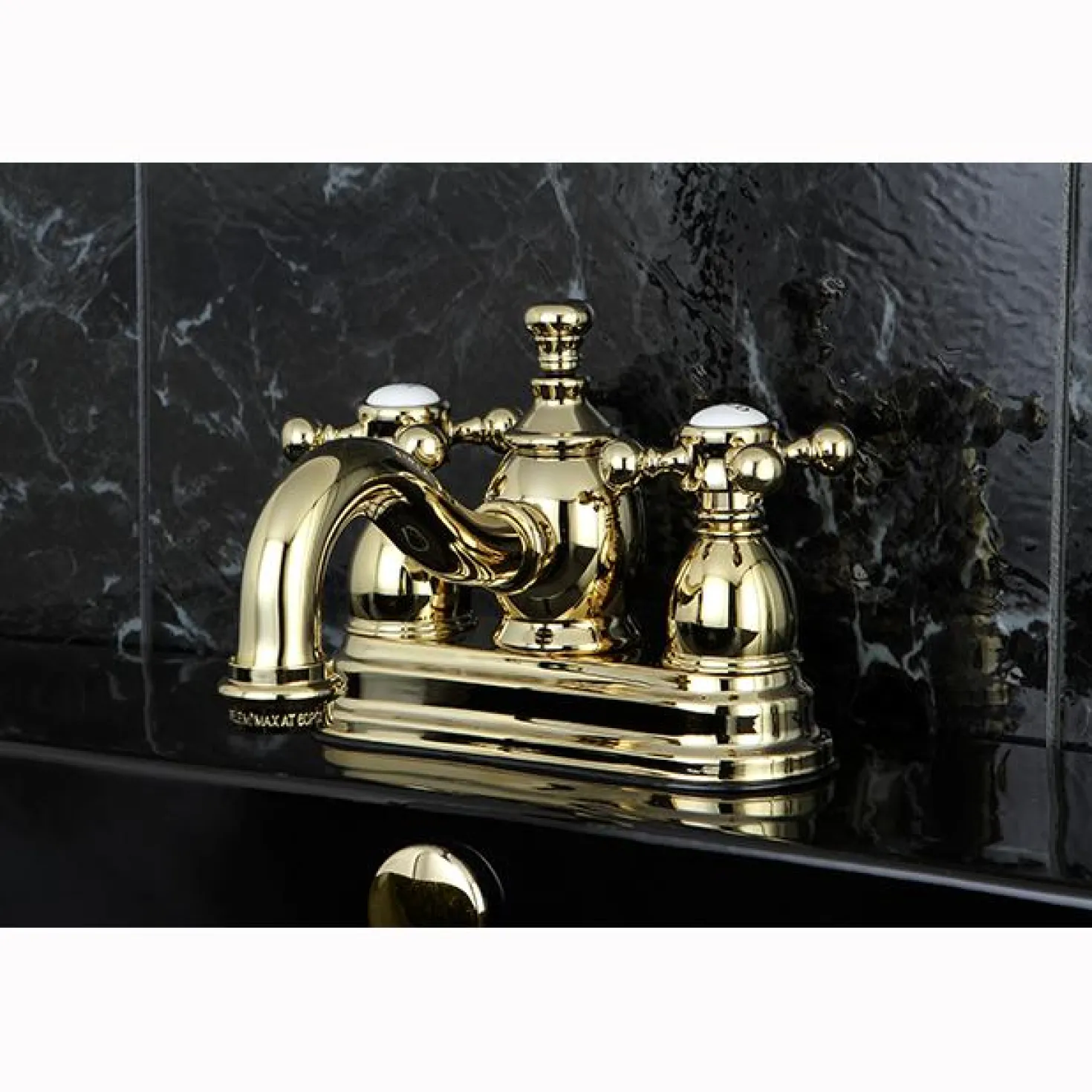 Kingston Brass English Country Classic 4" Centerset Lavatory Faucet with Heritage Spout and Metal Cross Handle