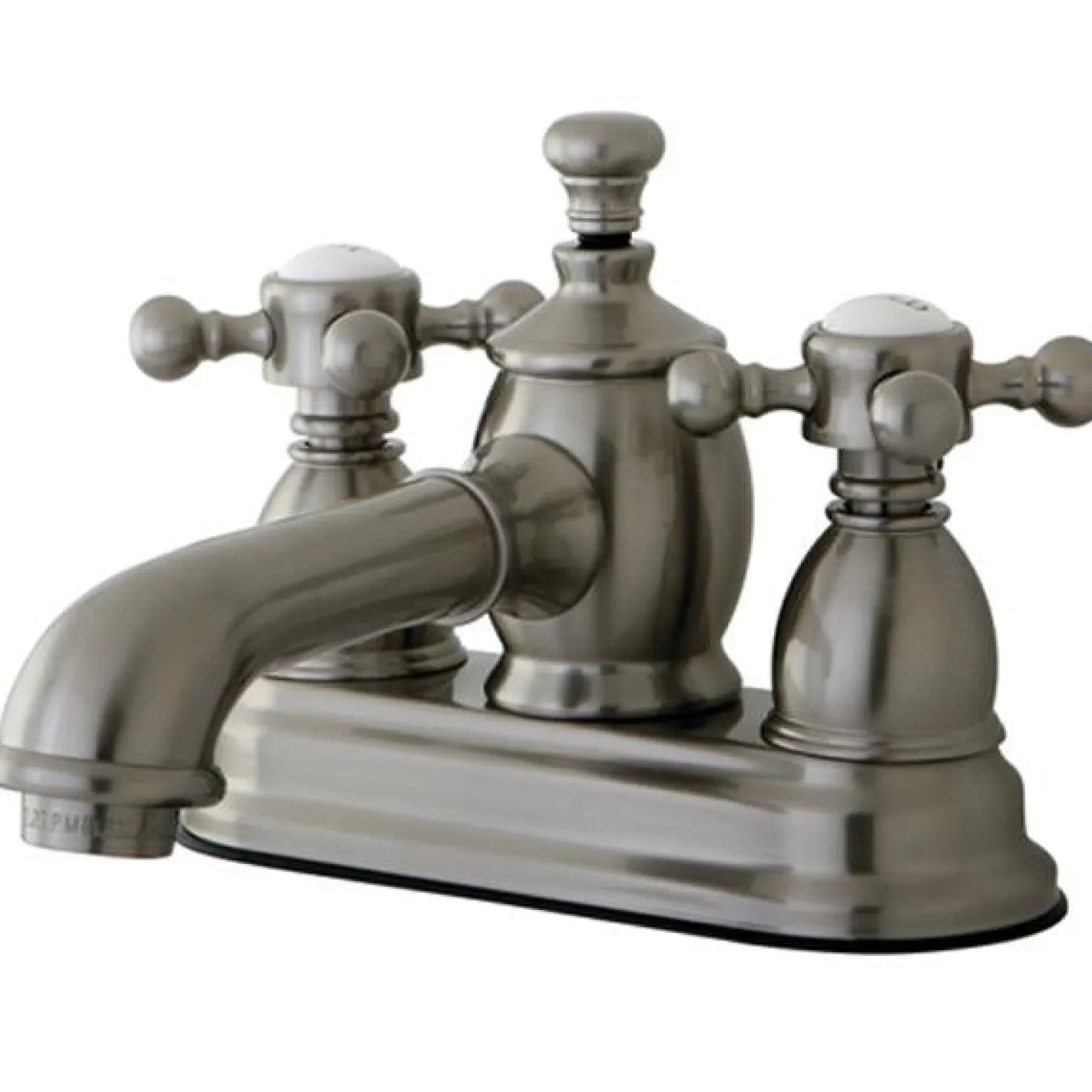 Kingston Brass English Country 4" Centerset Lavatory Faucet with Metal Cross Handle and Heritage Spout