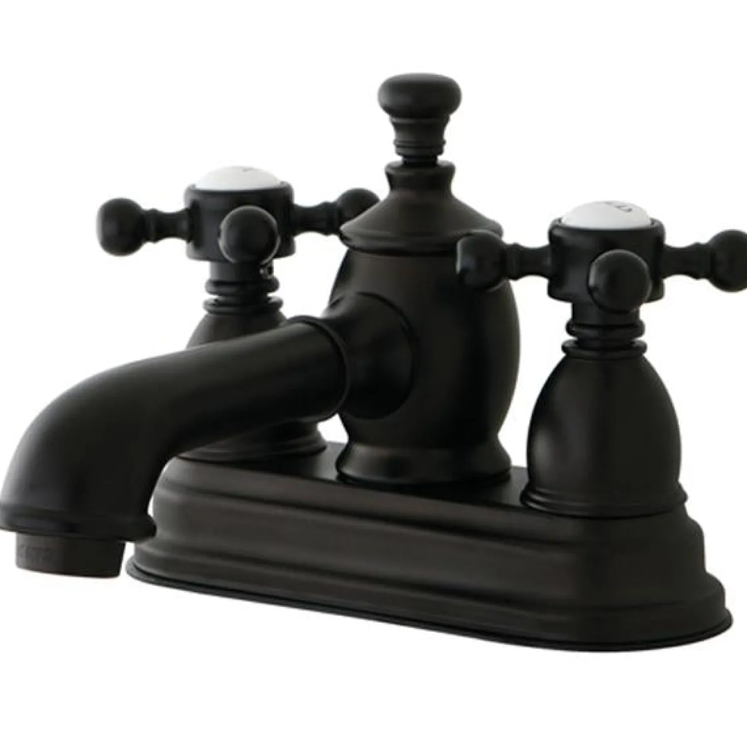Kingston Brass English Country 4" Centerset Lavatory Faucet with Metal Cross Handle and Heritage Spout