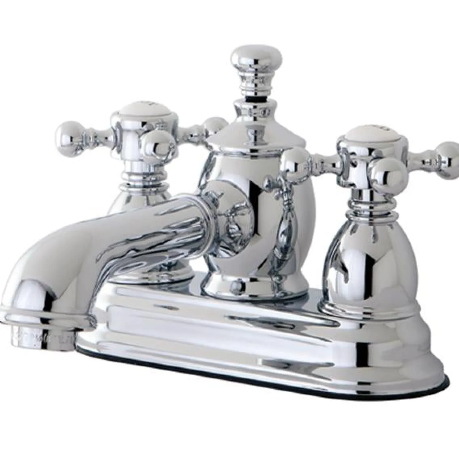 Kingston Brass English Country 4" Centerset Lavatory Faucet with Metal Cross Handle and Heritage Spout