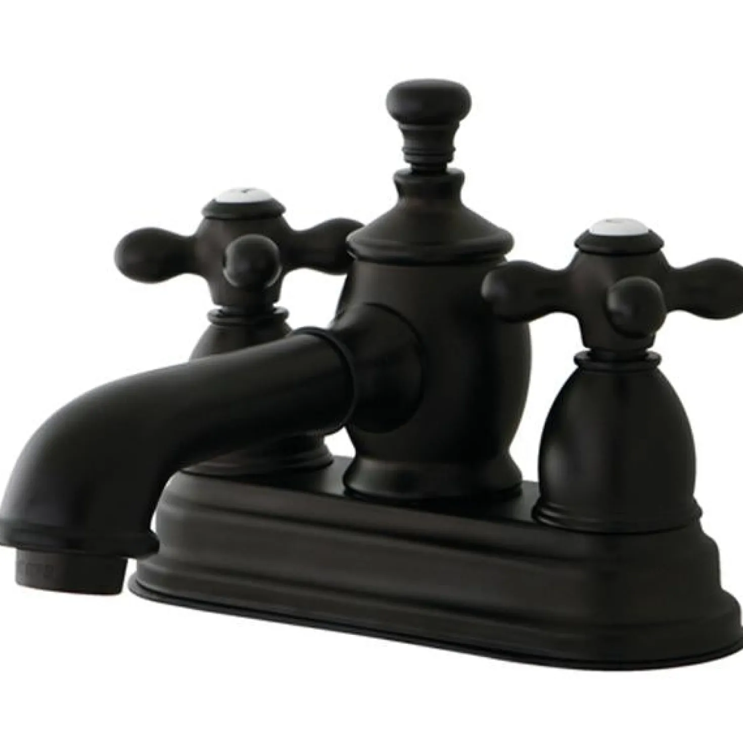 Kingston Brass English Country 4" Centerset Lavatory Faucet with Heritage Spout and Metal Cross Handle