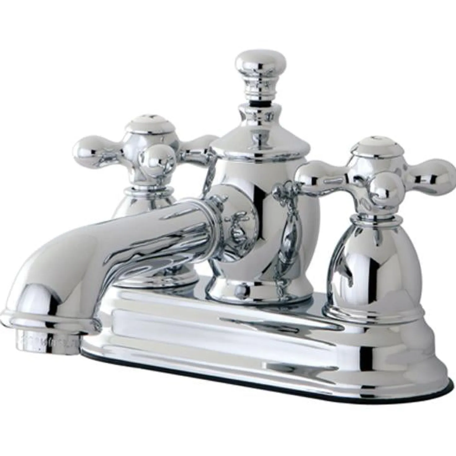 Kingston Brass English Country 4" Centerset Lavatory Faucet with Heritage Spout and Metal Cross Handle