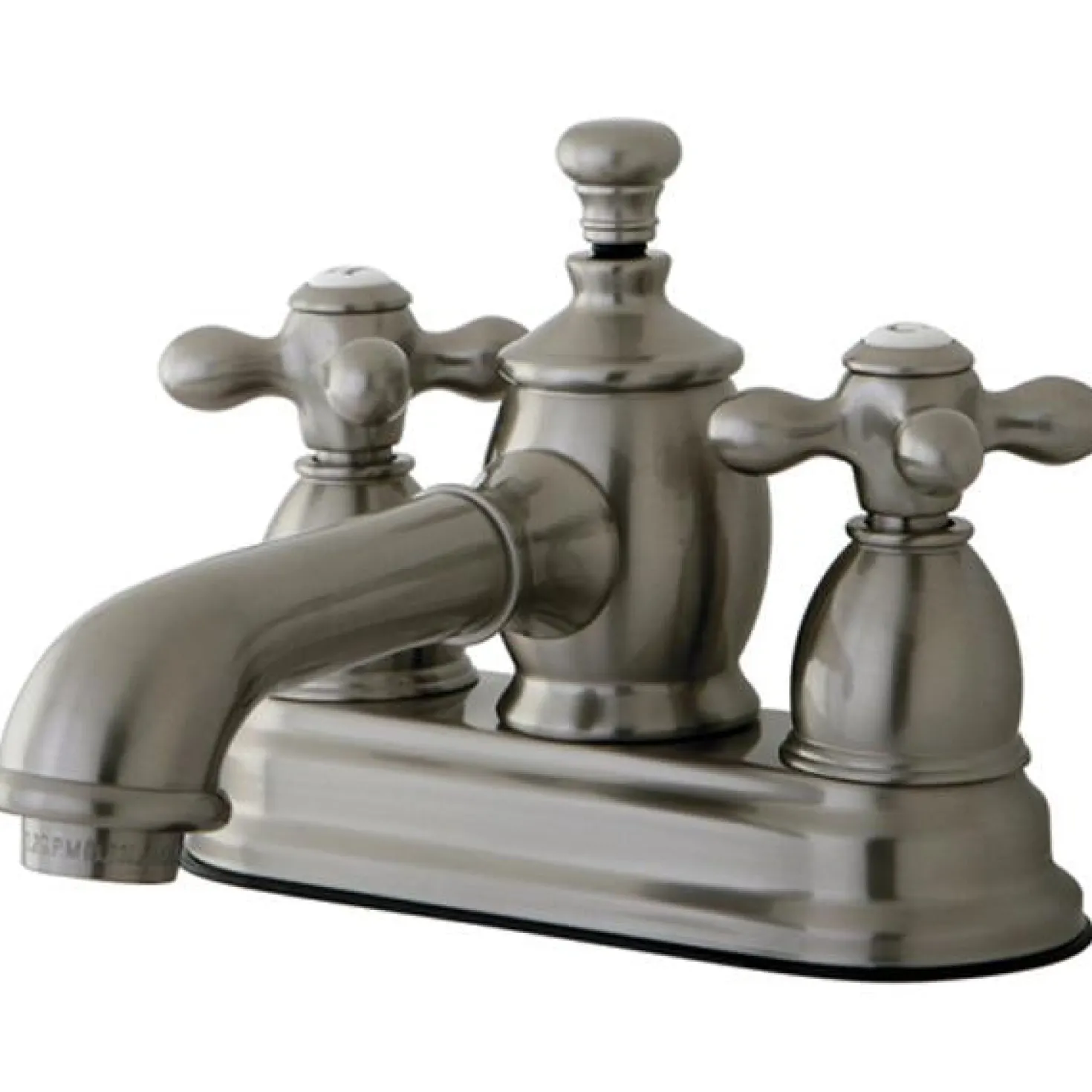 Kingston Brass English Country 4" Centerset Lavatory Faucet with Heritage Spout and Metal Cross Handle