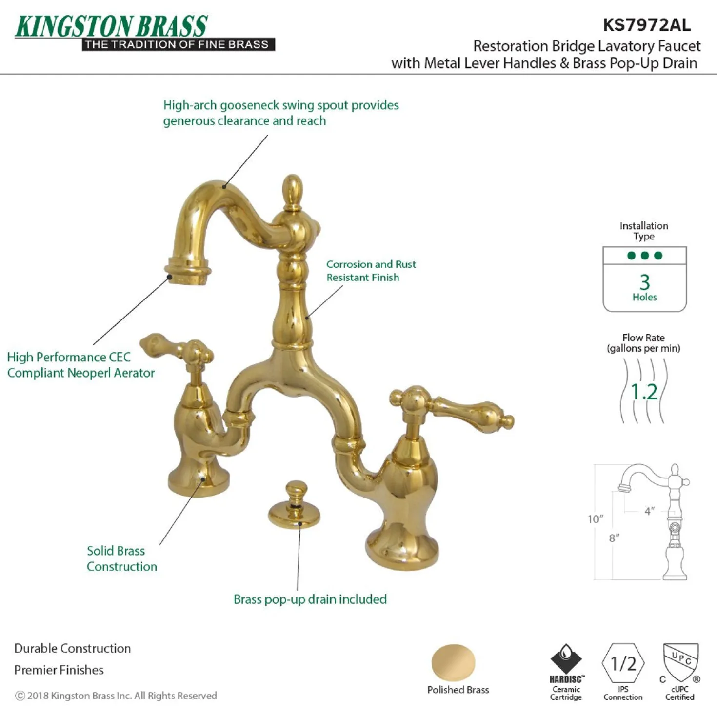 Kingston Brass English Country Bathroom Bridge Faucet