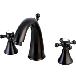 Kingston Brass English Country 8" to 16" Widespread Two Handle Lavatory Faucet with Brass Pop-up