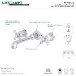 Kingston Brass English Country 2-Handle Wall Mount Roman Tub Faucet