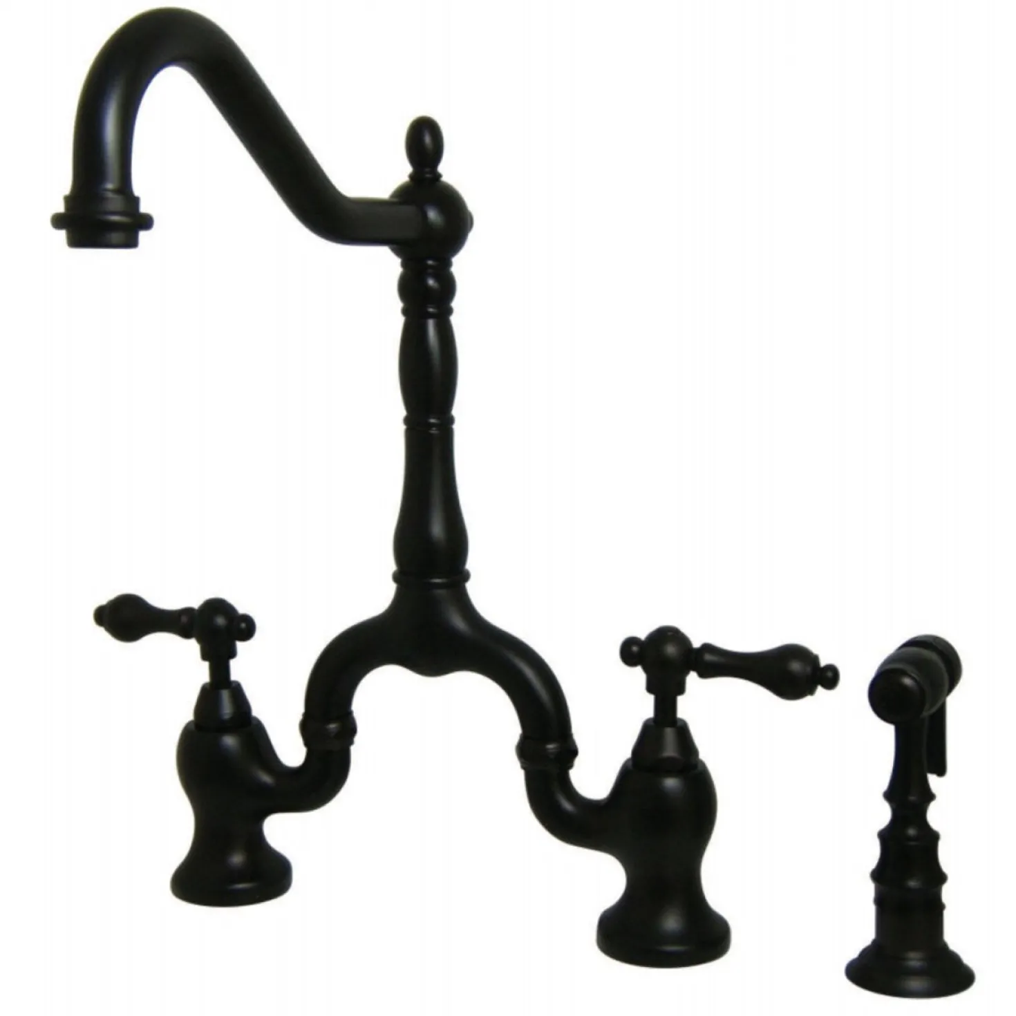 Kingston Brass English Country Kitchen Bridge Faucet with Brass Sprayer