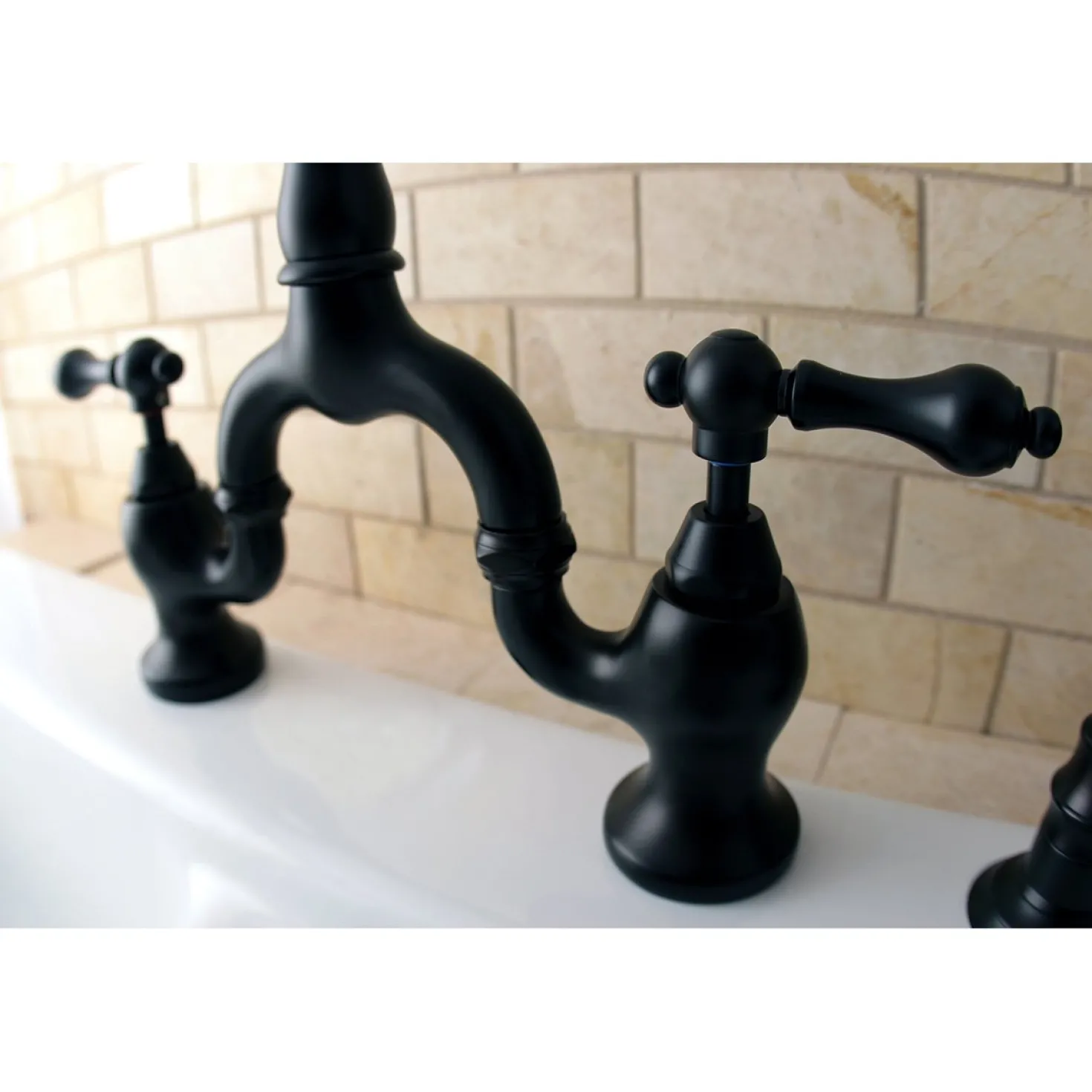 Kingston Brass English Country Kitchen Bridge Faucet with Brass Sprayer