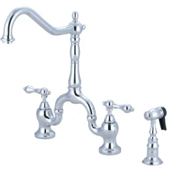 Kingston Brass English Country Kitchen Bridge Faucet with Brass Sprayer