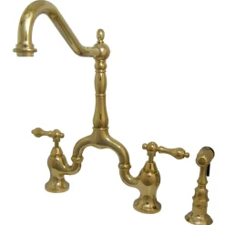 Kingston Brass English Country Kitchen Bridge Faucet with Brass Sprayer