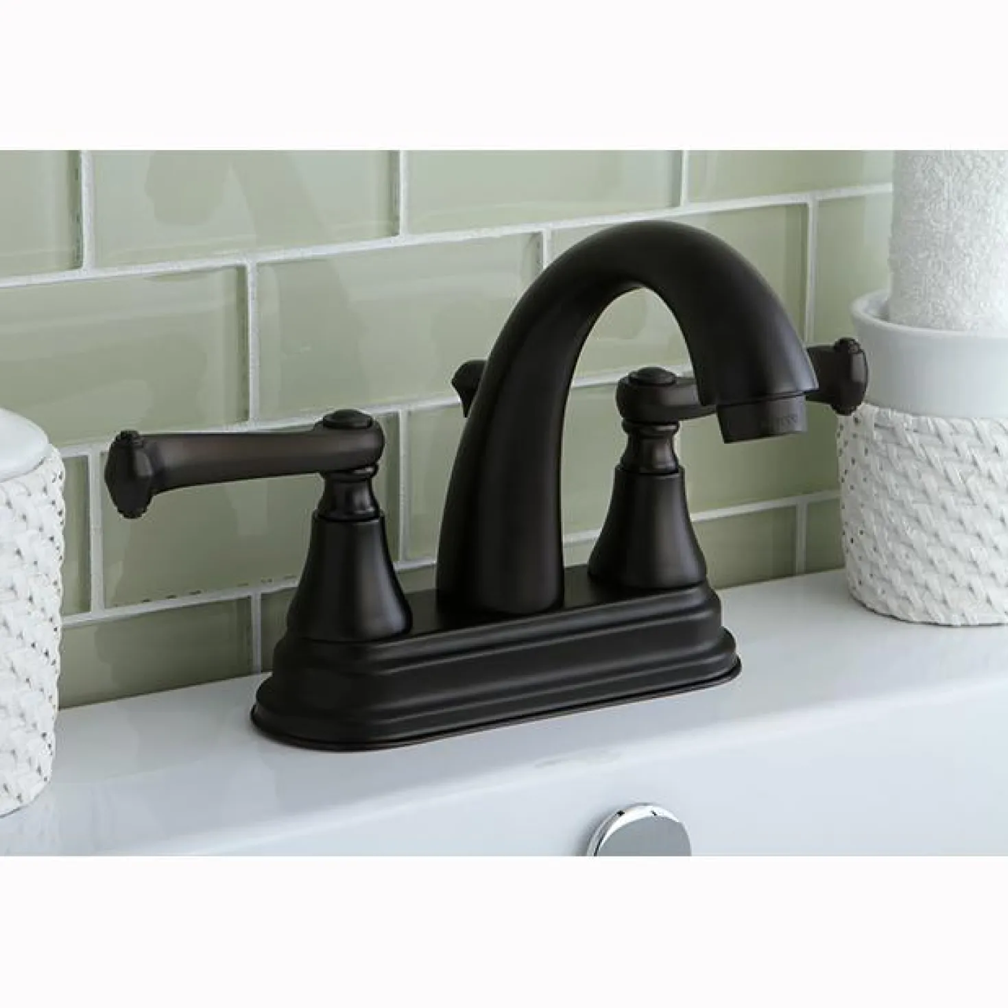 Kingston Brass English Vintage 4" Centerset Lavatory Faucet with Two Handle and Brass Pop-up