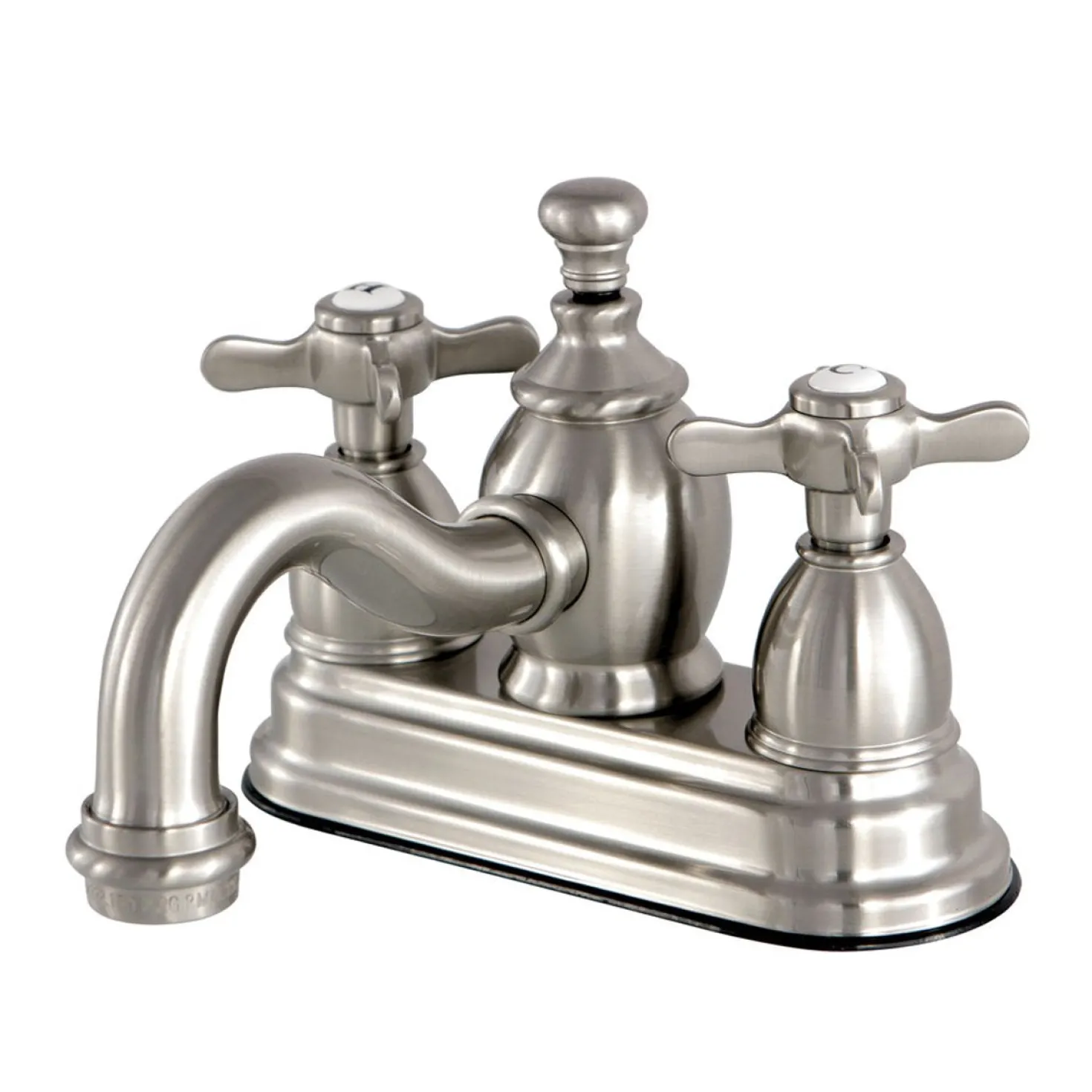 Kingston Brass Essex 4" Centerset Cross Handle Lavatory Faucet with Brass Pop-up