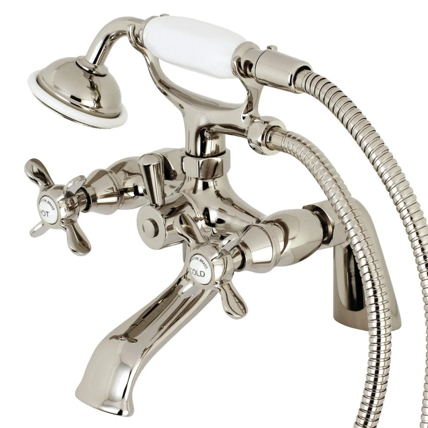 Kingston Brass Essex 6" Centers Deck Mount Clawfoot Tub Filler with Hand Shower