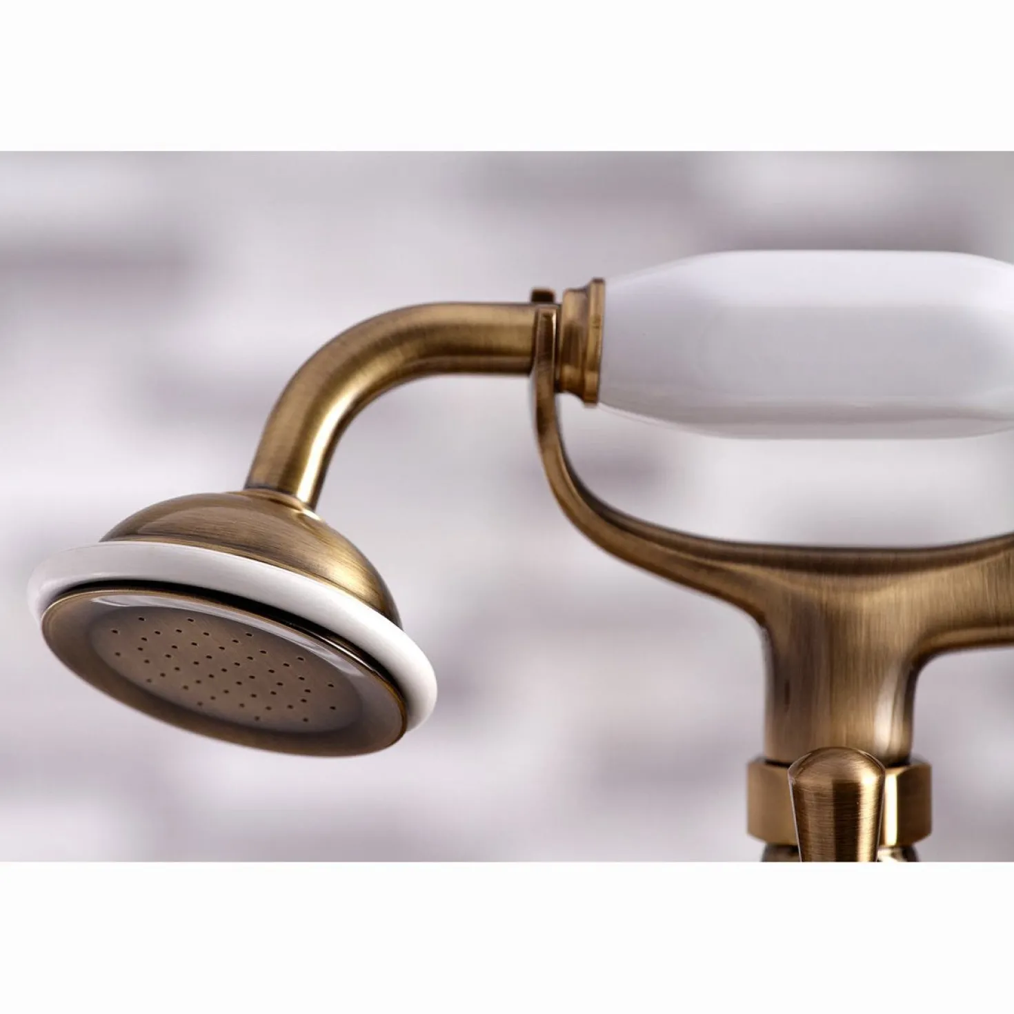 Kingston Brass Essex 6" Centers Deck Mount Clawfoot Tub Filler with Hand Shower