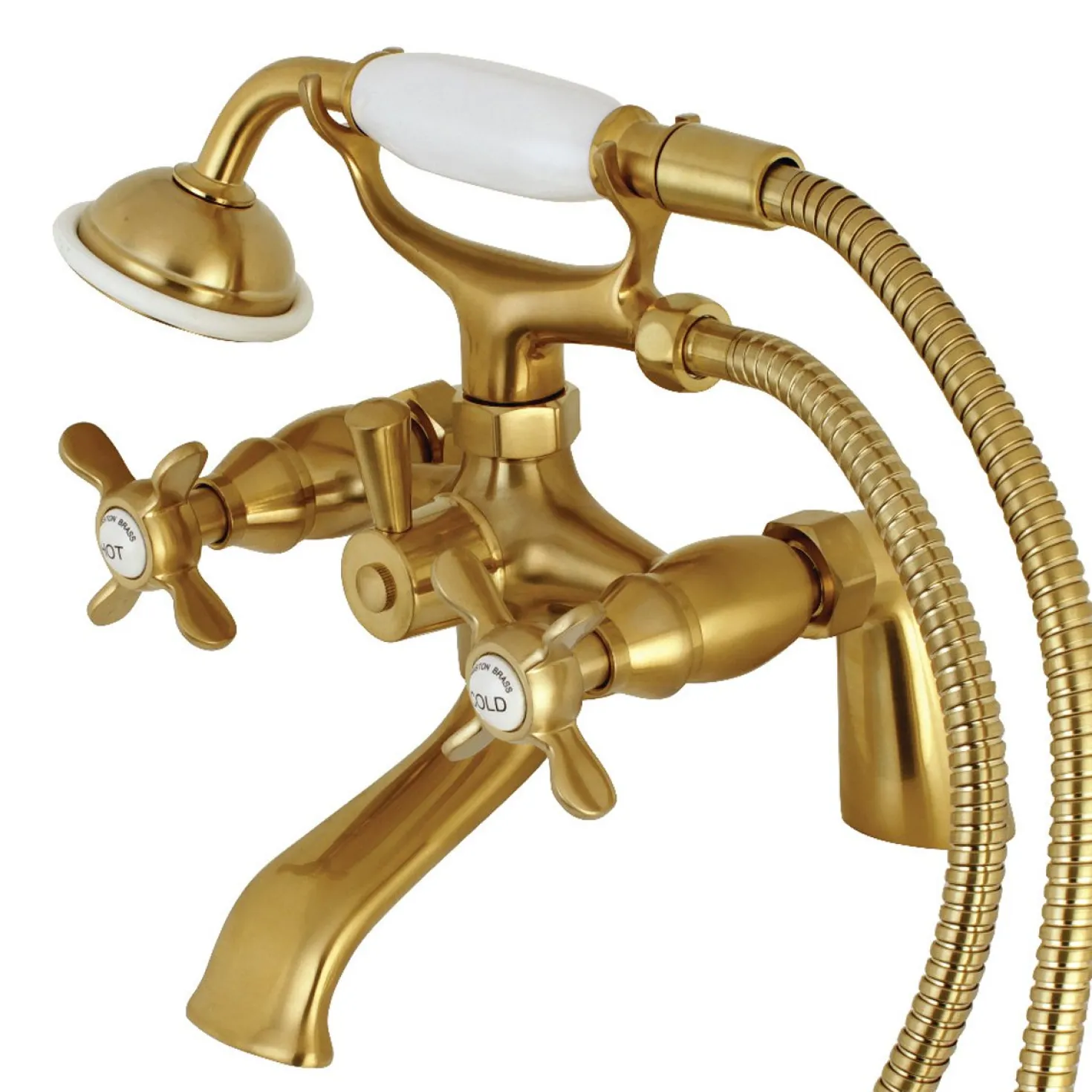 Kingston Brass Essex 6" Centers Deck Mount Clawfoot Tub Filler with Hand Shower