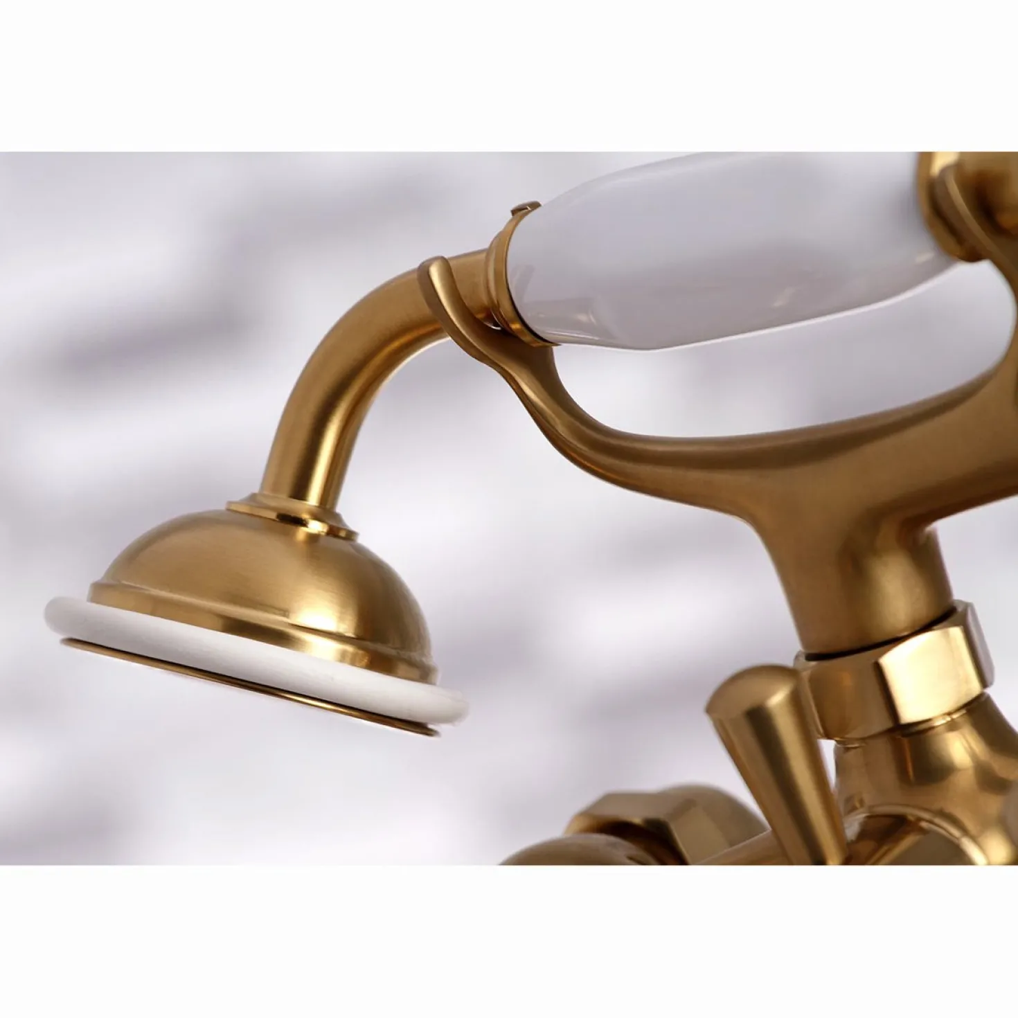 Kingston Brass Essex 6" Centers Deck Mount Clawfoot Tub Filler with Hand Shower