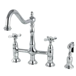Kingston Brass Essex Classic 8" Centerset Kitchen Faucet with Brass Sprayer