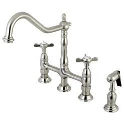 Kingston Brass Essex Classic 8" Centerset Kitchen Faucet with Brass Sprayer