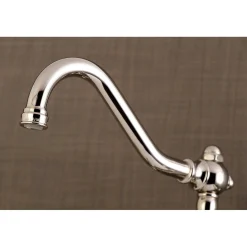Kingston Brass Essex Cross-Handle 6-Inch Adjustable Center Wall Mount Kitchen Faucet