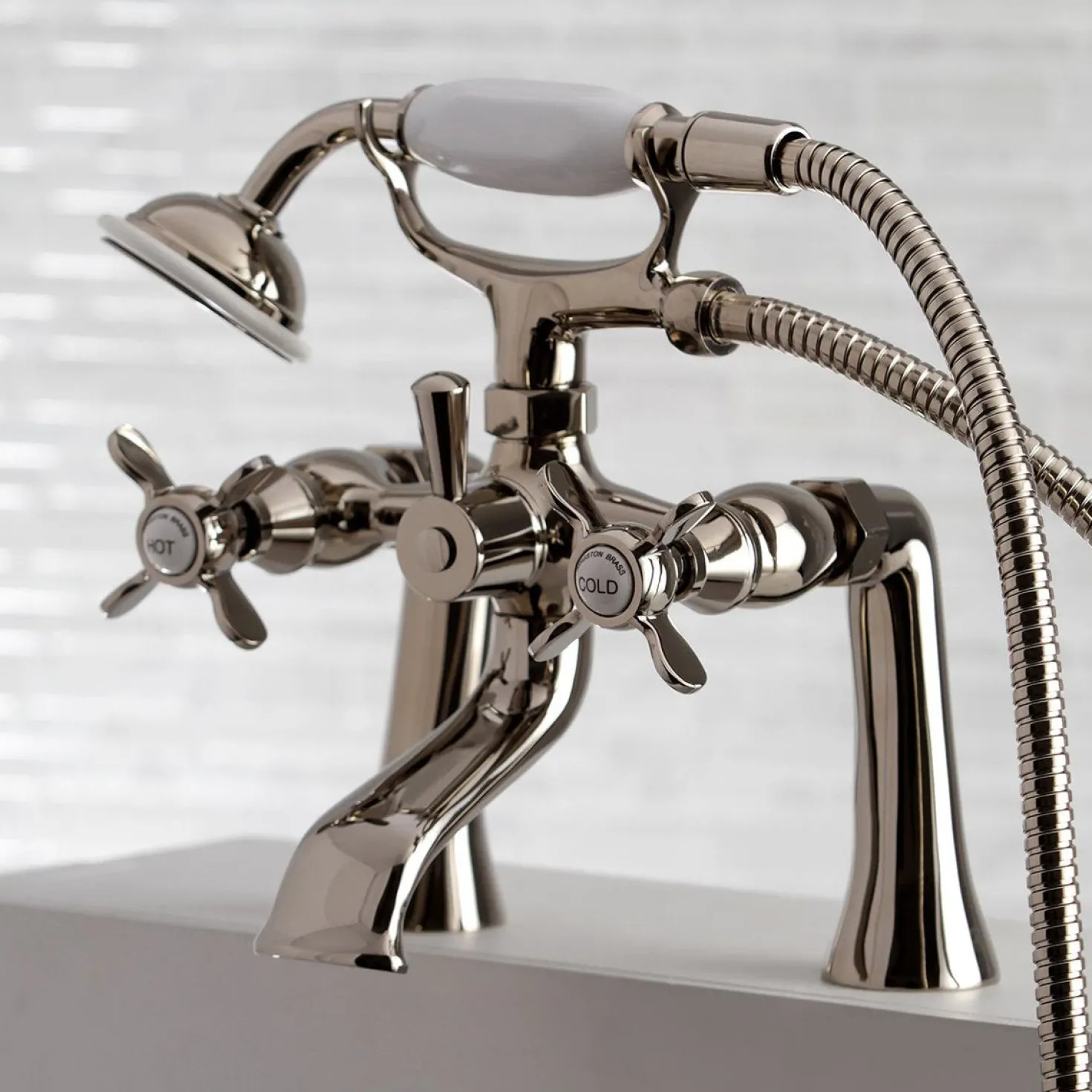 Kingston Brass Essex Deck Mount Clawfoot Tub Filler with Hand Shower
