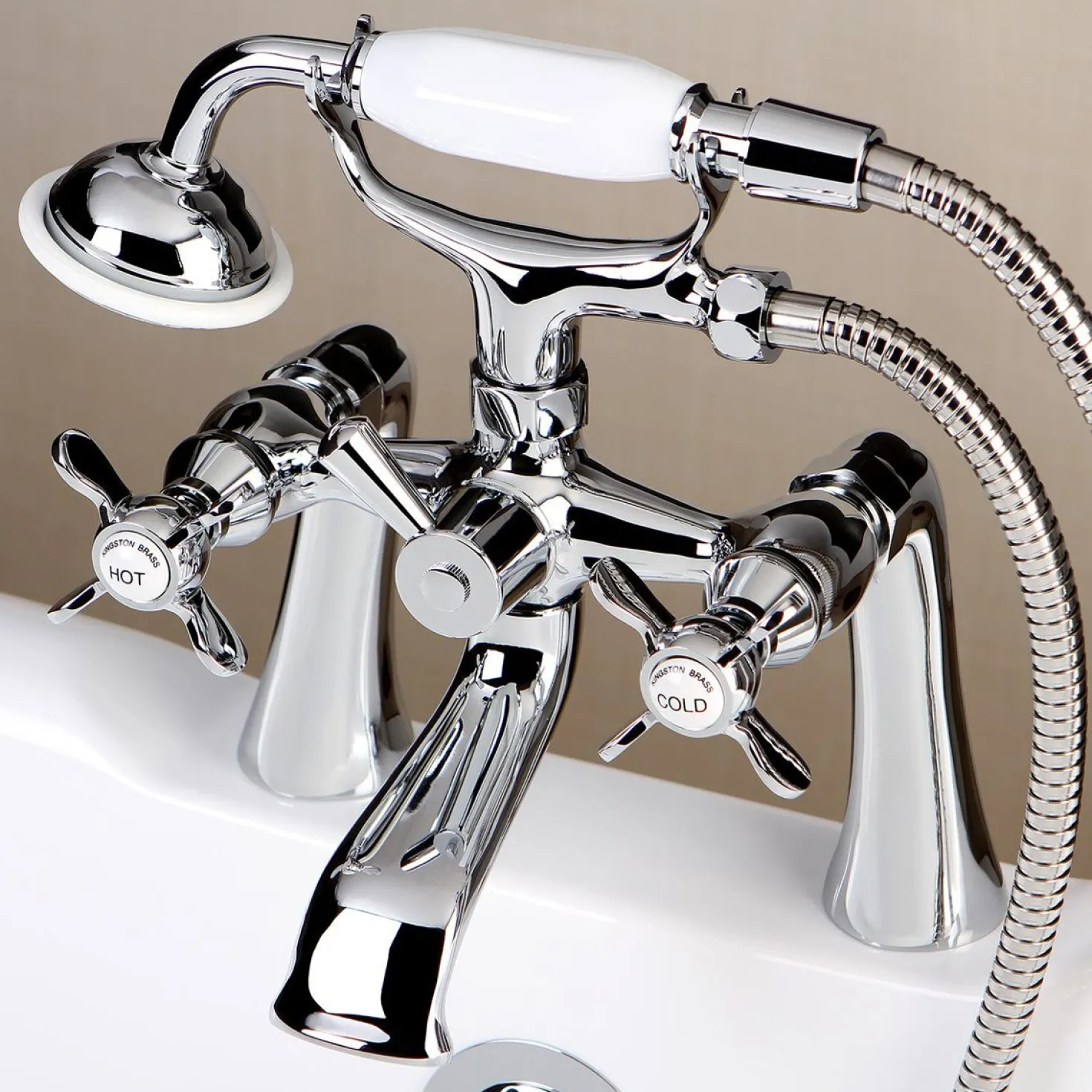 Kingston Brass Essex Deck Mount Clawfoot Tub Filler with Hand Shower